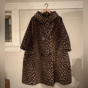 Vintage 50s Leopard Swing Coat - Modern L or XL